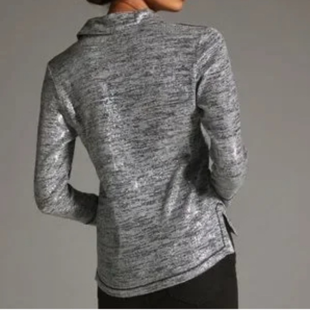 Pilcro Silver Sequin Button Down Henley Shirt NWT - image 2